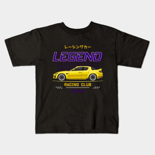 Tuner Yellow RX8 JDM Kids T-Shirt by GoldenTuners